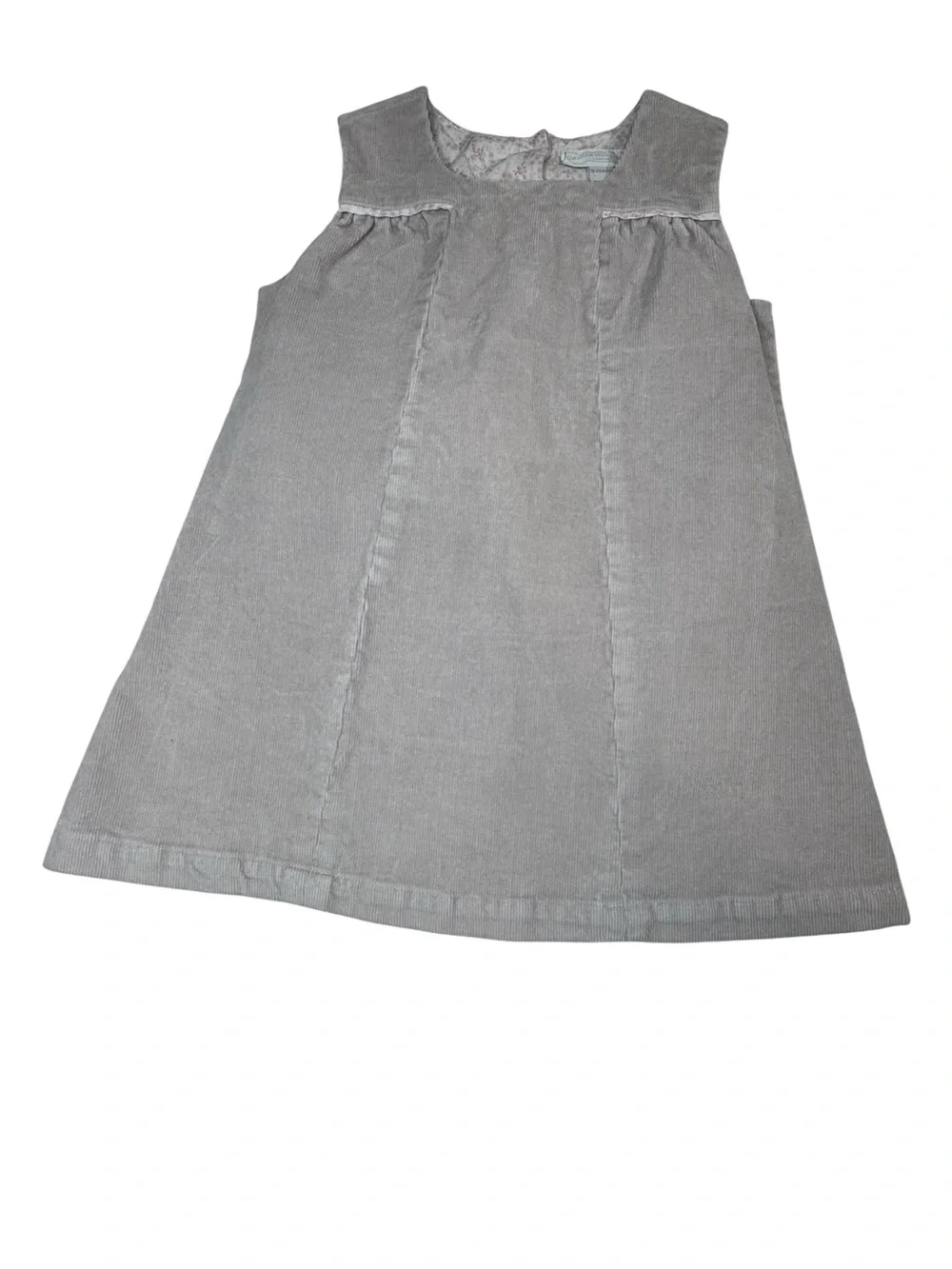 Girls' Gray Corduroy A-Line Pinafore Dress